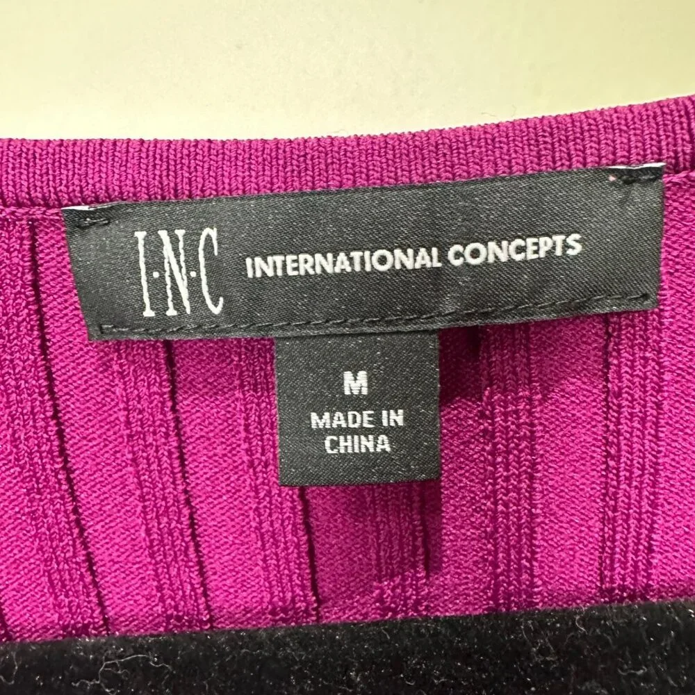 INC International Concepts Size Medium Autumn Berry Dolman Sleeve Ribbed Dress - Picture 11 of 12